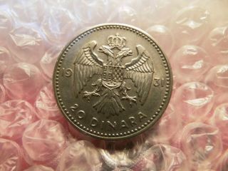 Yugoslavia 1931 20 Silver Dinara Coin " Priced " - 91