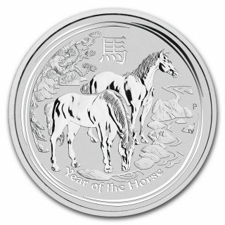 Australia 10$ Ten Dollars 2014 Lunar Ii Horse 10oz Bullion Silver Ag.  999 Bu