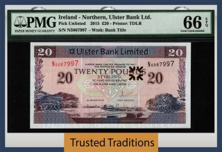Tt Pk Unl 2015 Northern Ireland 20 Pounds Pmg 66 Epq Gem Uncirculated