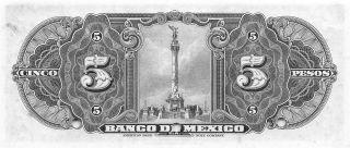 México 5 Pesos 14.  8.  1946 P 34hs Series AA Specimen Uncirculated Banknote MeX5 2