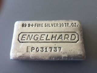 10 Oz.  Engelhard Waffle Back Poured Silver Bar