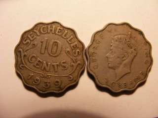Seychelles 10 Cents,  1939,  Circulated Vg Or Better,  Minatge Just 36k