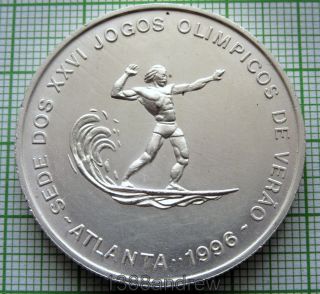 St.  Thomas & Prince Sao Tome & Principe 1996 1000 Dobras Atlanta Olympics,  Surfer