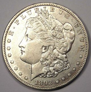 1892 - S Morgan Silver Dollar $1 Coin - Xf / Au Details - Rare Date This Sharp