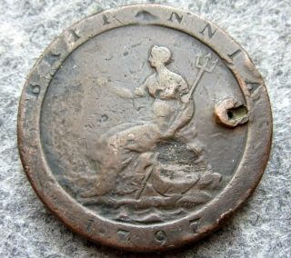 Great Britain George Iii 1797 One Penny Cartwheel,  Copper,  Holed