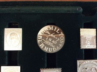 1977 Int’l Society of Posmasters Sterling Silver Worlds Greatest Stamps w/ 8