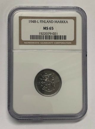 1948 - L Finland 1 Markka Iron Coin Ngc Ms65