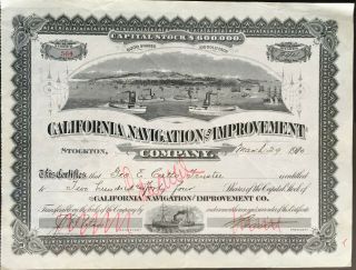California Navigation & Improvement Co Stock 1910.  Delta Steamboats Vf