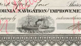 CALIFORNIA NAVIGATION & IMPROVEMENT CO Stock 1910.  Delta Steamboats VF 3