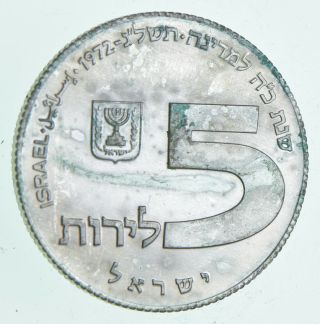 Silver - World Coin - 1972 Israel 5 Lirot - World Silver Coin 20.  5 Grams 162