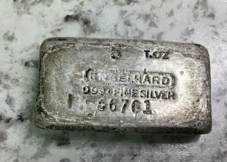Engelhard 5 Troy Oz 999 Silver Hand Poured Bar - 7th Series " T.  Oz " 56761 Scarce