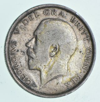 Silver - World Coin - 1918 Great Britain 1/2 Crown World Silver Coin 14.  5g 198