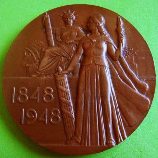 L@@k Universal Suffrage Abolition Of Slavery 1848 - 1948 Bronze Medal By G B Bazor