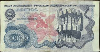 Yugoslavia Banknote - 500000 Dinara - 1990 - Monuments - Inflation - Rare