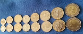 Bulgaria 1,  2,  5,  10,  20,  50 Stotinki,  1,  2 Leva 1999 - 2015 Full Coin Set,  Unc