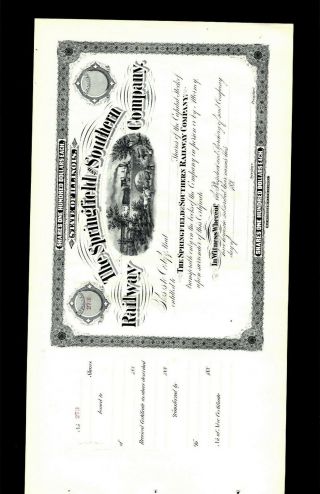 Springfield And Southern Railway Co Of Illlinois,  188 -,  Unissued Stock Cft.