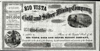 Rio Vista Gold And Silver Mining Co,  186 -,  Unissued,  Crisp Stock Certificate