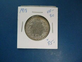Canada 50 Cent Silver 1918 Value 85.  00 Z450