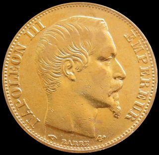 1857 A Gold France 6.  4516 Grams 20 Francs Napoleon Iii Coin