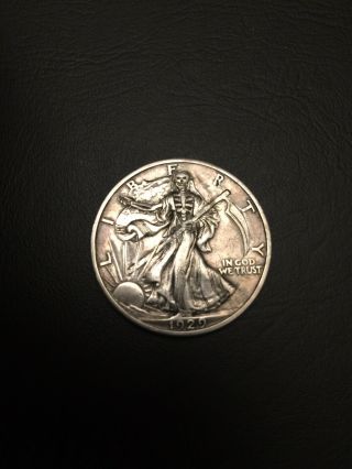 Hobo Nickel Skull Hand Engraved Half Dollar Silver Coin Ohns Love Token Reaper