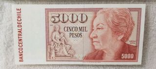 Chile,  Banco Centrale 1986 - 90 Pick 155b 5000 Pesos PMG 50 About UNC 2