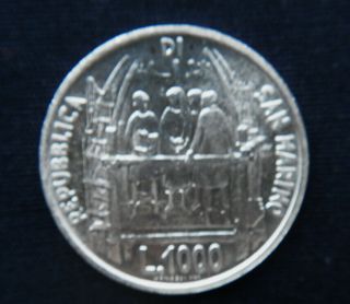 1977 San Marino Italy Silver Coin 1000 Lire Unc Brunelleschi