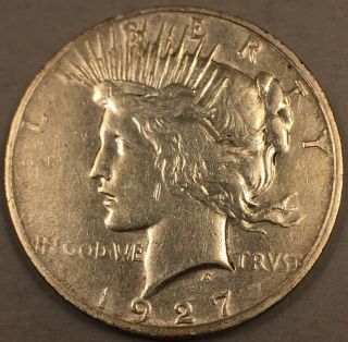 1927 D - Peace Dollar - Denver Silver - Semi Key Date - Though Date