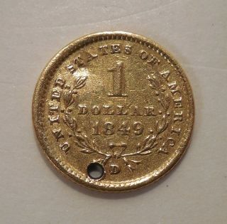 1849 - D - Liberty Head Gold Dollar - $1 - Type 1 - U.  S.  Gold Piece - U.  S.  Gold Coin 2