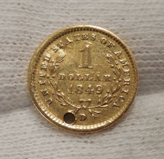 1849 - D - Liberty Head Gold Dollar - $1 - Type 1 - U.  S.  Gold Piece - U.  S.  Gold Coin 9