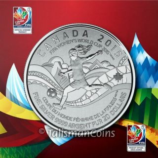 Canada 2015 $20 Commemorative 17 Fifa Women’s World Cup Soccer Football Silver