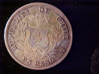 CHILE ONE PESO 1868 AU - UNC 2