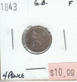 Great Britain 4 Pence 1843 Silver F Fine