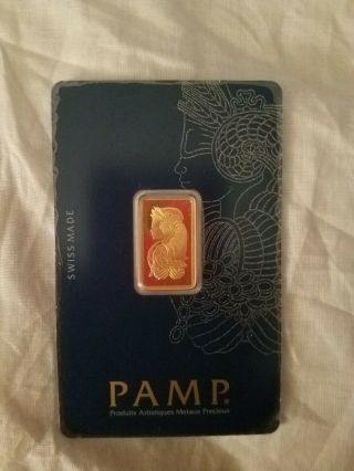 Pamp Suisse 5 Gram Gold Bar 999.  9 Fine In Assay