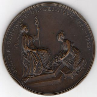 1922 Belgium Congo Medal For 100 Year Anniver.  Of General Society,  By G.  Devreese