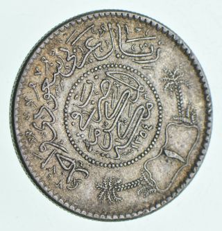 Silver - World Coin - 1935 Saudi Arabia 1 Riyal - World Silver Coin 12.  1g 031