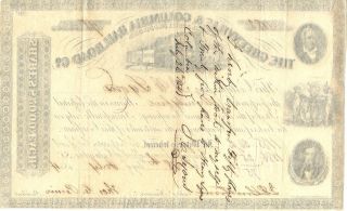 SOUTH CAROLINA 1854 The Greenville & Columbia Railroad Co Stock Certificate 2