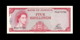 1960 British Colony Jamaica 5 Shillings Qeii 5/ - Rare ( (gem Unc))