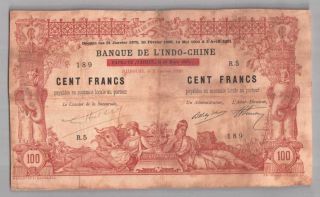 561 - 0120 French Somaliland | Djibouti - Ovpt.  Papeete,  100 Francs,  1920,  F - Vf