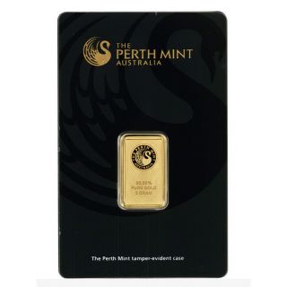 5 Gram Gold Bar Perth 99.  99 Fine - In Assay Card