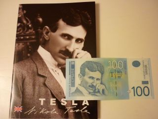 Serbia Banknote 100 Dinara,  Nikola Tesla,  2013,  P - 57 - B,  Unc,  Book