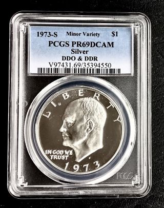 1973 - S Ddo & Ddr $1 Eisenhower Silver Ike Proof Dollar Pcgs Pr69dcam