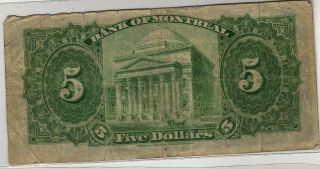 1938 Canada Bank of Montreal Five Dollars Bill (P159) 2