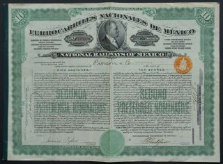 Mexico - National Railways Of Mexico - 1929 - 10 Second Preferred Shares (gold)