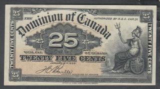 1900 Dominion Of Canada 25 Cents Bank Note Boville