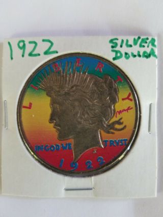 1922 Silver Peace Dollar - Colorized - Painted