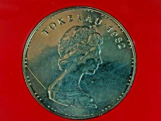 Tokelau Islands 1982 Copper - Nickel 1 Tala Crown Outrigger Bu Queen Elizabeth