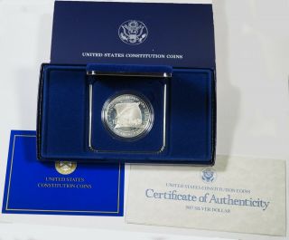 1987 - S U.  S.  Constitution Proof Silver Dollar With & Box