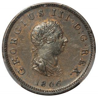 1806 Bahamas George Iii One Penny Engrailed Edge Coin - Pcgs Au 55 - Km 1