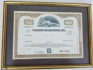 Playboy Stock Certificate One Share Willy Rey Professionally Framed