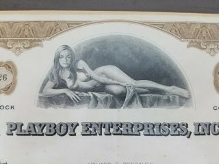 Playboy Stock Certificate One Share Willy Rey Professionally Framed 2